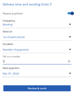 Also, you are able to set as reoccurring payments.